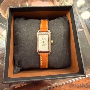 Coach Silver Watch with Tan Leather Strap